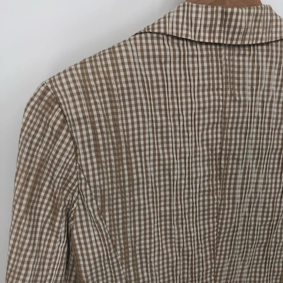 CAbi Ginger Snap Tan and White Check Lightweight Blazer Style Button Jacket Sz S - Picture 11 of 12